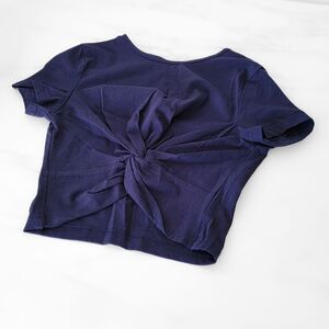 SHEIN Blue Tie Front Crop T-Shirt Size XS